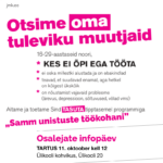 Tartus algab 11. oktoobril 16-29 aastastele noortele suunatud koolitus “Samm unistuste töökohani”